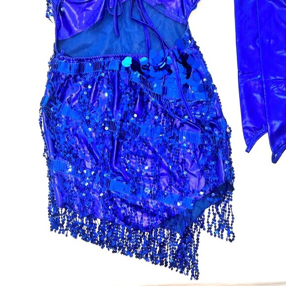 Blue sequins dress Latin Dance Dress 1920 Flapper Costume Size Medium - Picture 10 of 13